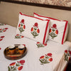 Cotton Hand block Bed Sheet - Red, Orange and Green Large Floral Motif