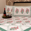 Cotton Hand block Bed Sheet - Red and Green Large Floral Motifs