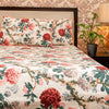 Cotton Quilted Bed Cover Set - Teal and Rust Floral Jaal Pattern