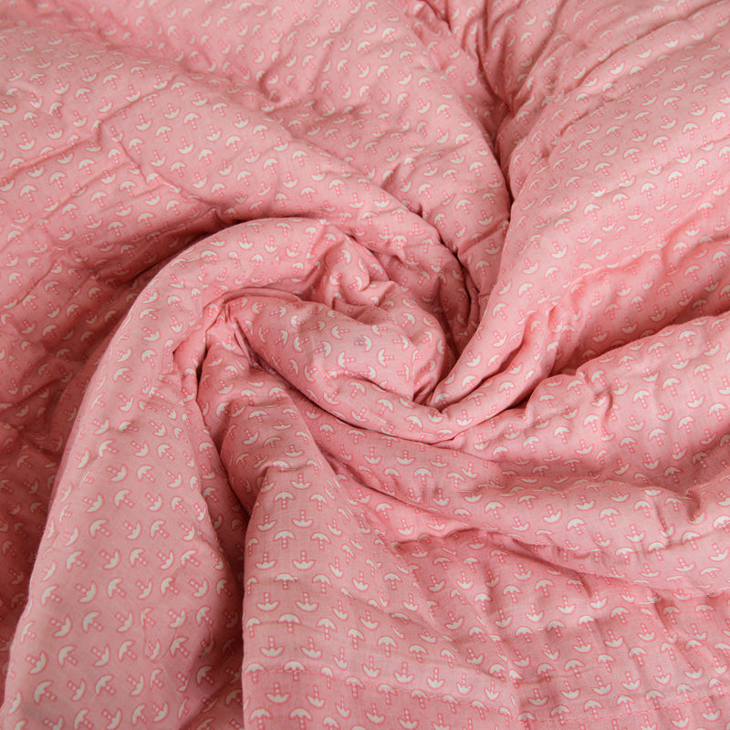Cotton Quilt - Mughal Jaipur Light Pink Floral Double Size