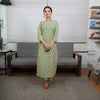 Cotton Straight Kurti - Yellow with Turquoise Flowers
