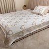 Premium Quilted Bed Cover - White Gold with Heart Motifs