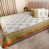 Premium Quilted Bed Cover - Floral Motifs with Mustard Border