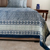 Premium Quilted Bed Cover - Royal Blue Jaal Pattern