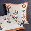 Handloom Cushion Covers (set of 2) - Orange & Green Floral