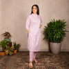 Cotton Indo Western Set - Pink & Grey Kurta with Straight Pants