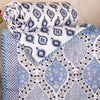 Cotton AC Dohar Single - Hand Block Blue & Grey Running Floral