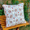 Cotton Cushion Covers (Set of 2)- Mughal White Maroon & Light Blue Motif Ambi Border