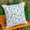 Cotton Cushion Covers (Set of 2) - Mughal White Turquoise Petals Mustard Border