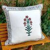 Cotton Cushion Covers (Set of 2) - Mughal White Red & Green Flower Motif