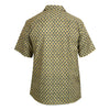 Cotton Short Sleeved Shirt - Deep Olive Green with Blue Motif