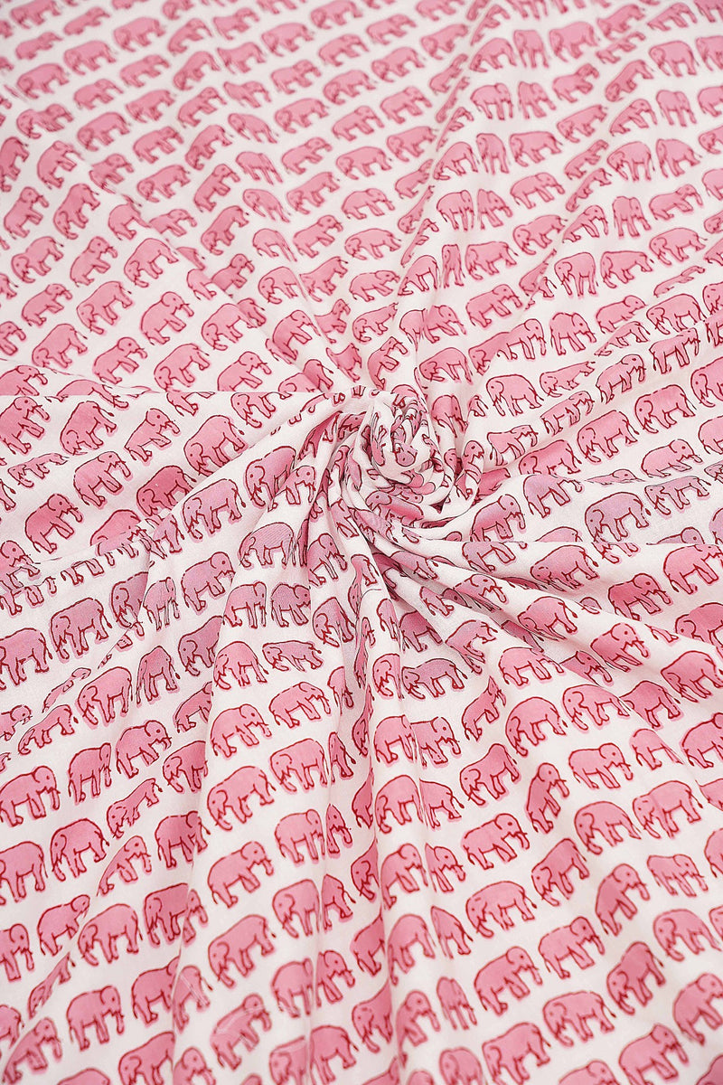 Kids AC Reversible Dohar - Pink Elephant Print