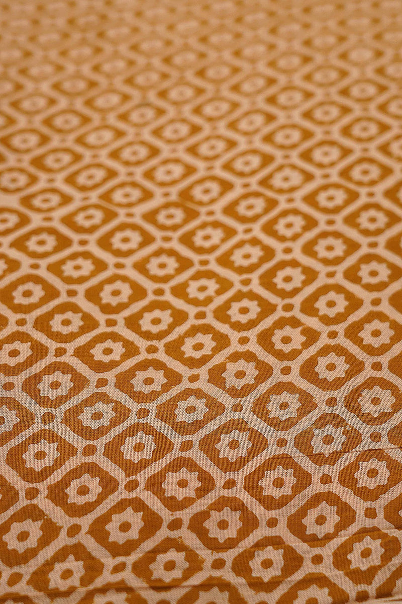 Pure Cotton Fabric - Brown Self Design Pattern Block Pattern (1 mtr length)