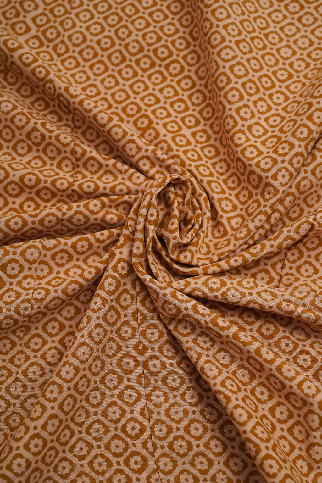 Pure Cotton Fabric - Brown Self Design Pattern Block Pattern (1 mtr length)