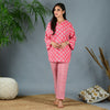 Premium Cotton Home Wear Top Bottom Set - Pink Floral Lehariya Bottom